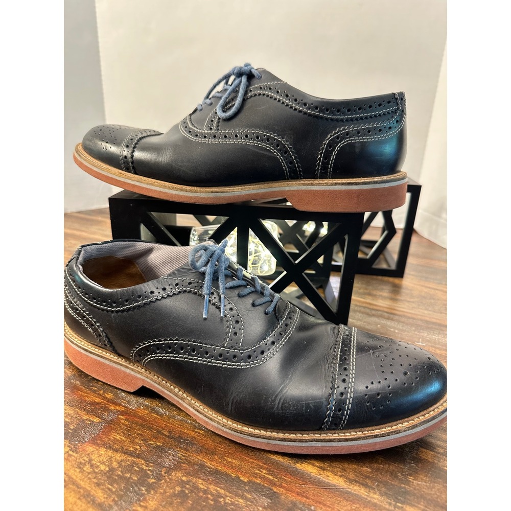 Mens 1901 Black Leather Wingtip Oxford Dress Shoes Lace Up Casual Size 11.5M‎
